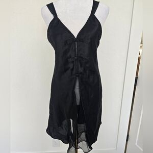 Inner Most Vintage Black Satin Slip Dress Sheer Midi – Size Small